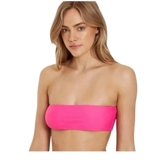 Charlie Holiday Barbie Pink Bandeau Swim Bikini Top 6 NWOT Morgan Barbiecore - Picture 1 of 7